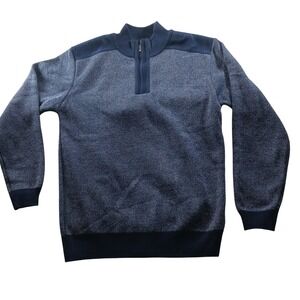 Studio Ferera Mens Blue Textured Quarter Zip Sweater SF1830 Size L NWT